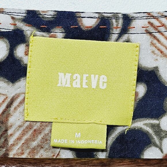 Anthropologie Maeve Ori Bibbed Floral Ombre Button Down Top Women's Size M Boho - Picture 5 of 7